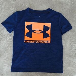 Under Armour Navy Blue Tee with Bright Orange Logo